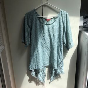 Blue open back flowy top